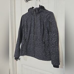 Free Country Gray Hooded Softshell Jacket | Detachable Hood | Zip Pockets